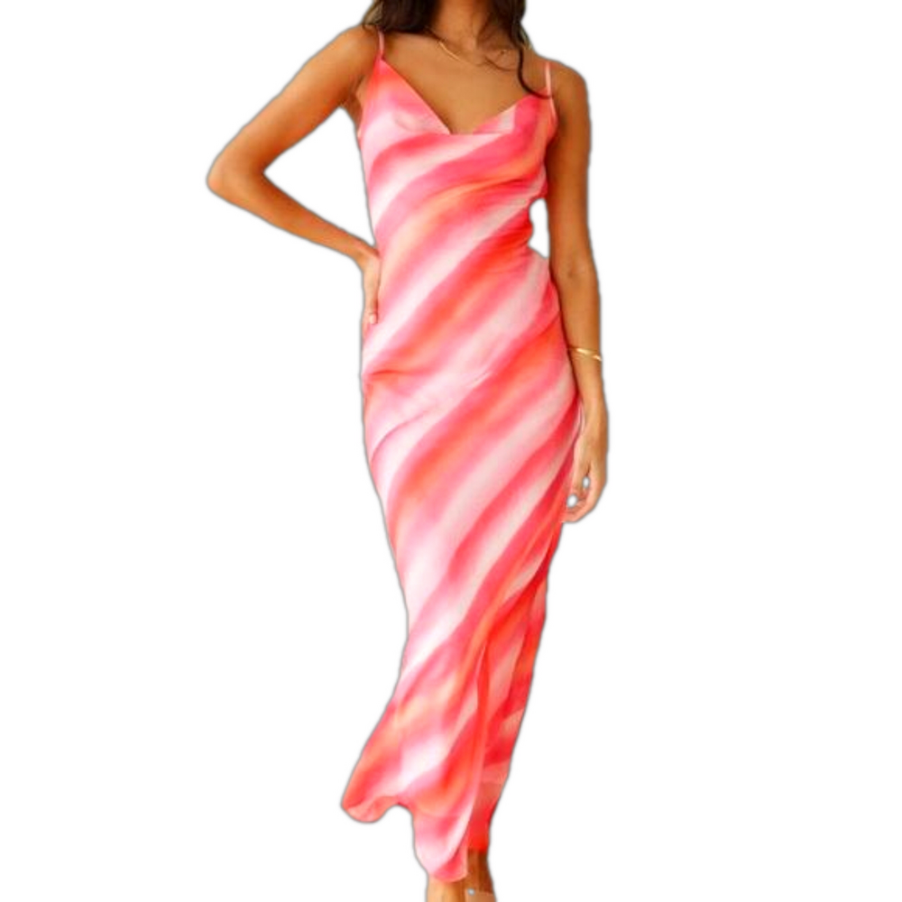 New Anthropologie Charlie Holiday Size 8 Stone Slip Dress Pink Watercolor Stripe